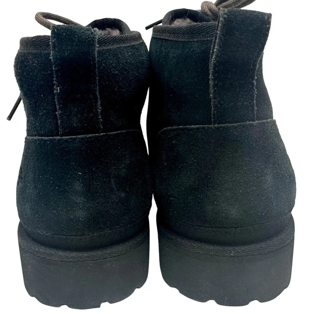 UGG Nealand Boots Black Suede Shearling Lined Lug Chukka Vibram Winter, Men's 13